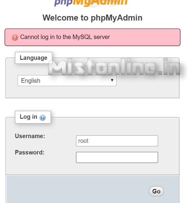 php my admin login